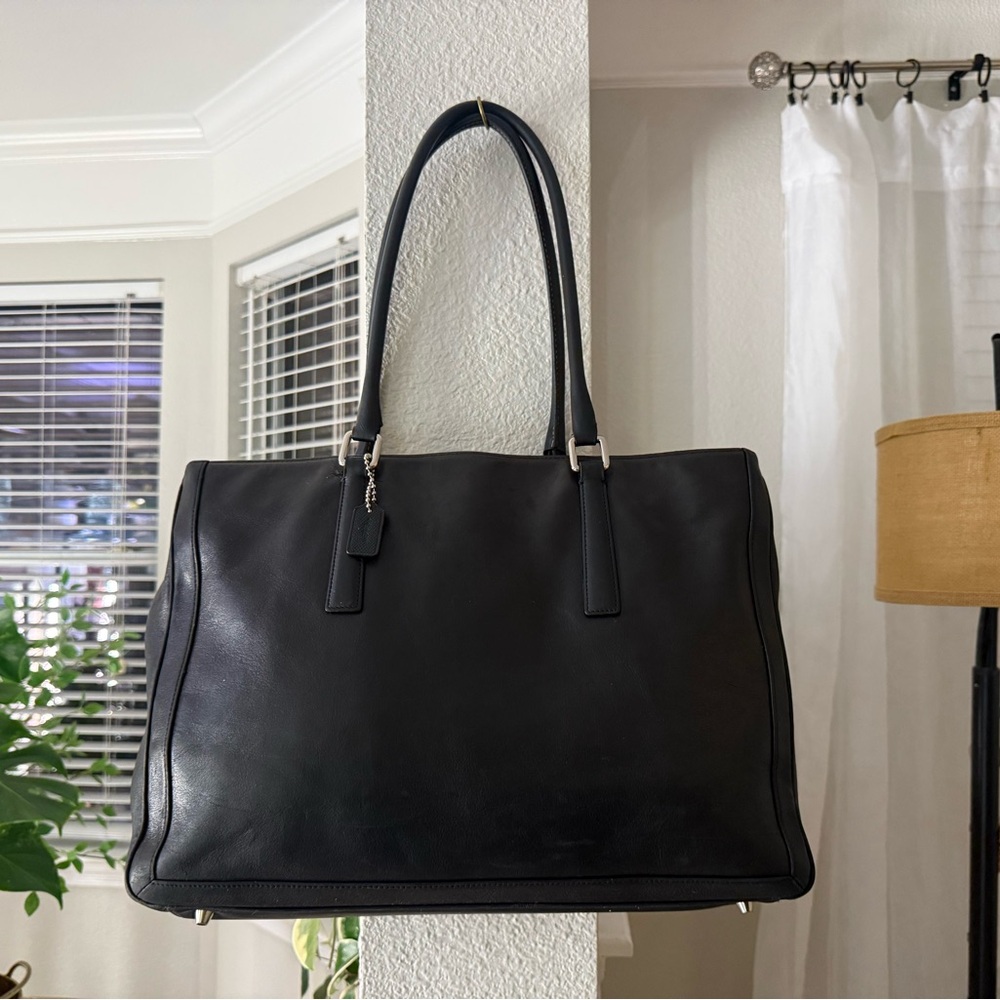 Vintage coach legacy satchel tote bag 2002, 9426 black leather brown interior